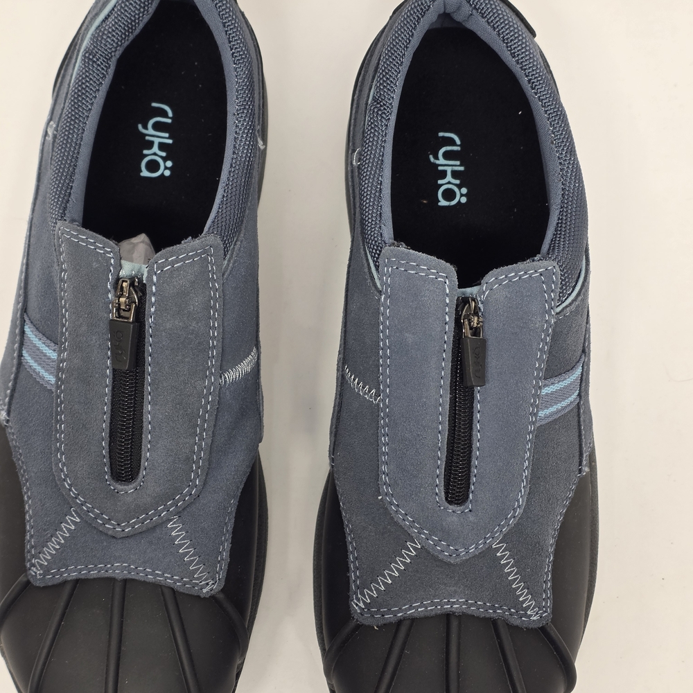 NIB Ryka Blue Slip-On Zipper/Duck Shoe with Suede  Water-Resistent Women's Sz 10 - Picture 5 of 8
